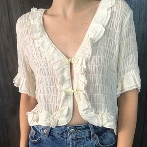 Reformation cream viscose blouse